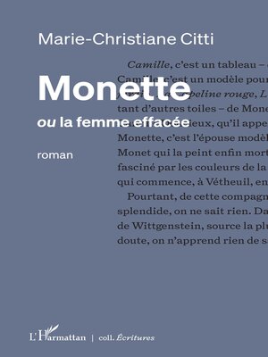 cover image of Monette ou la femme effacée